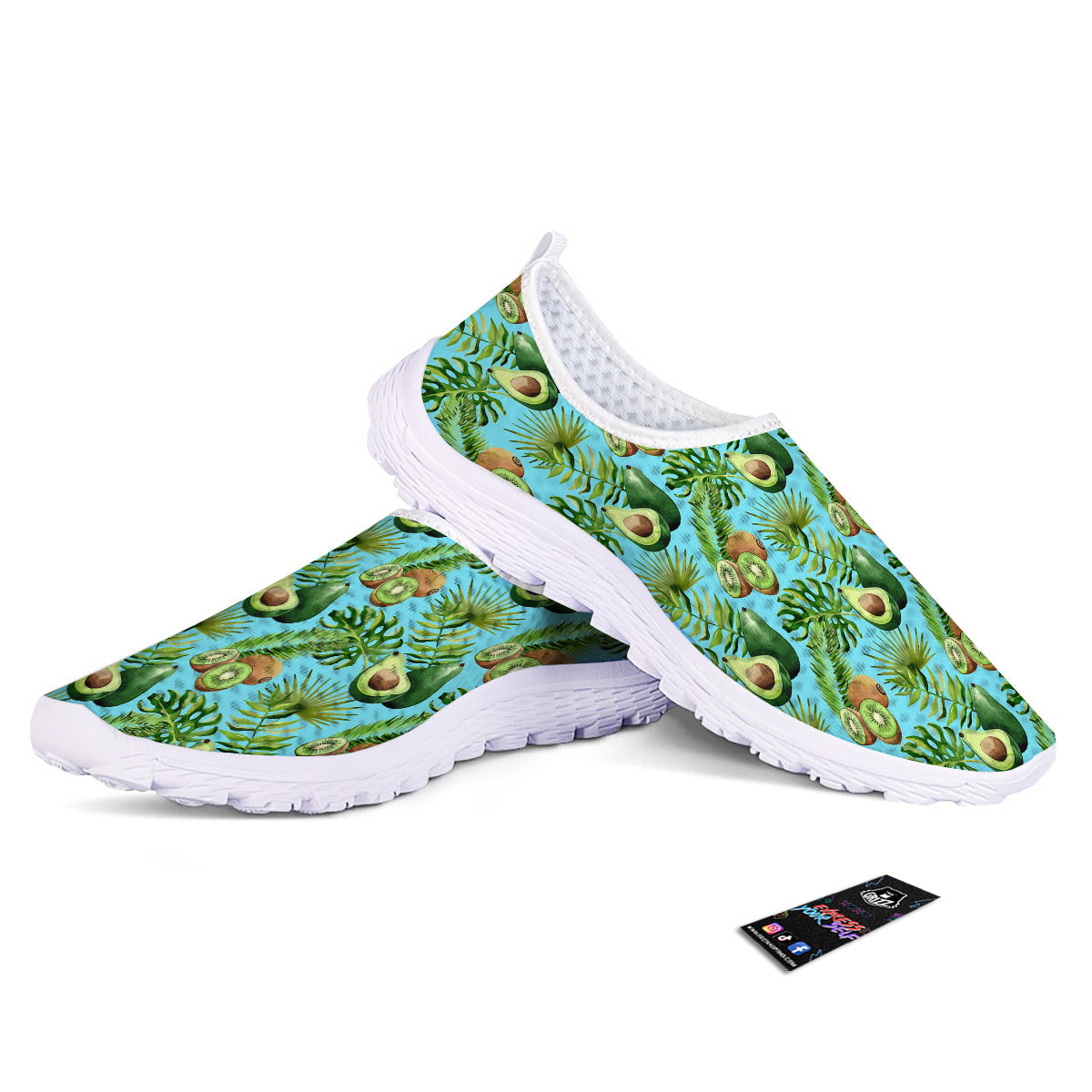 Avocado And Watercolor Kiwi Print Pattern Nurse Shoes-grizzshop