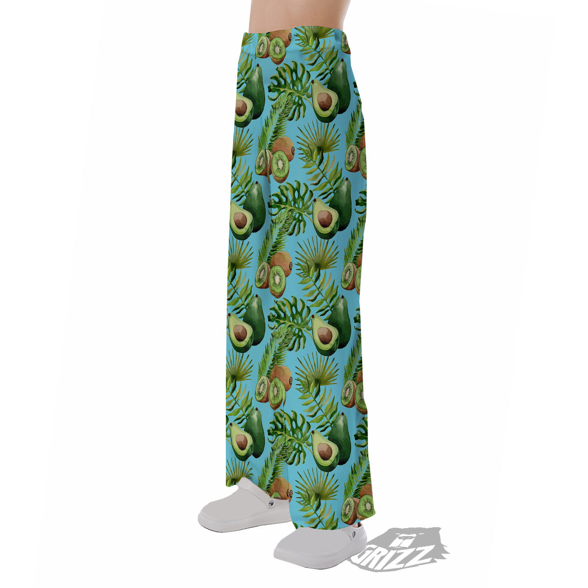 Avocado And Watercolor Kiwi Print Pattern Pajama Pants-grizzshop