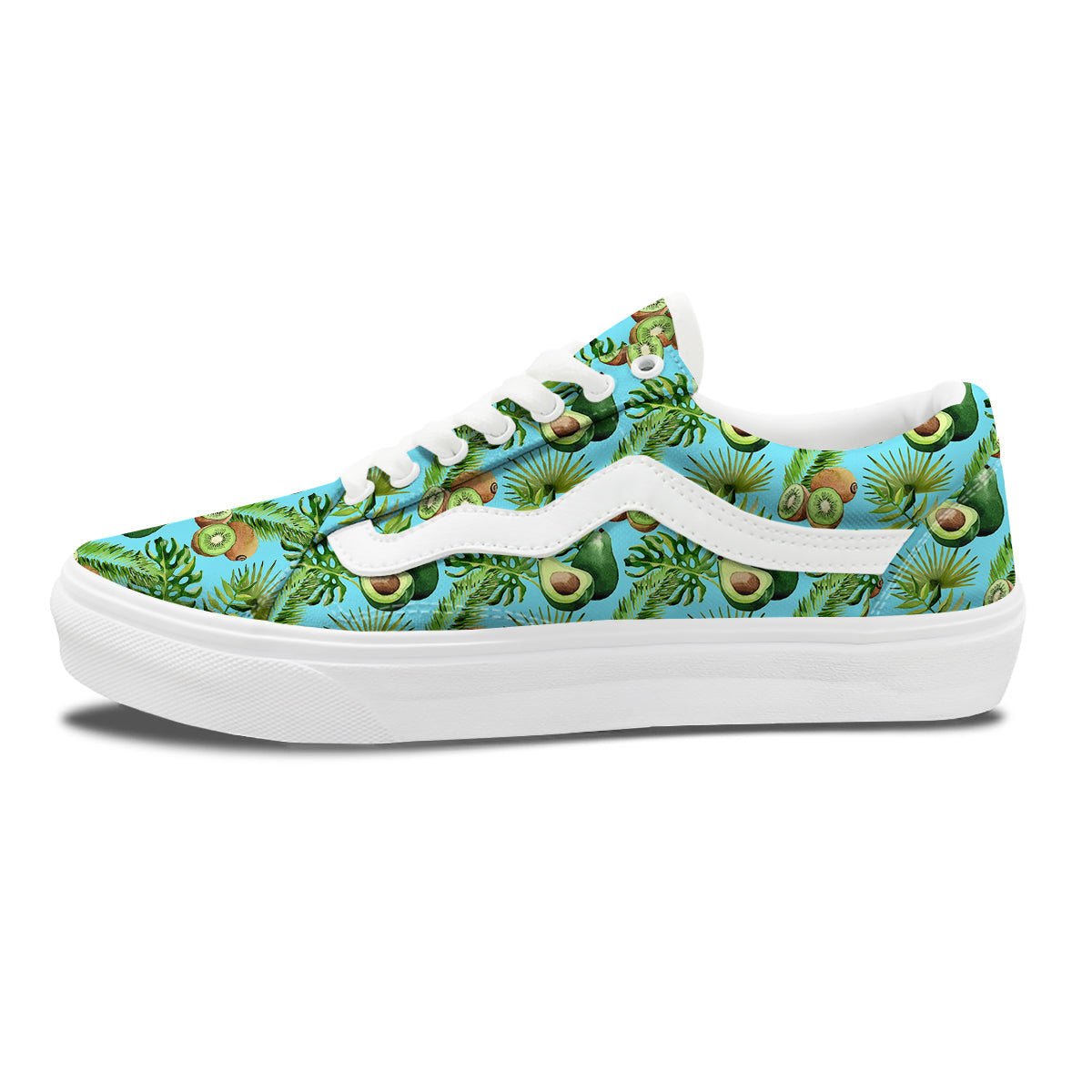 Avocado And Watercolor Kiwi Print Pattern Skate Shoes-grizzshop