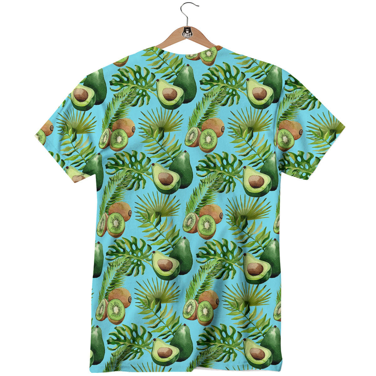 Avocado And Watercolor Kiwi Print Pattern T-Shirt-grizzshop