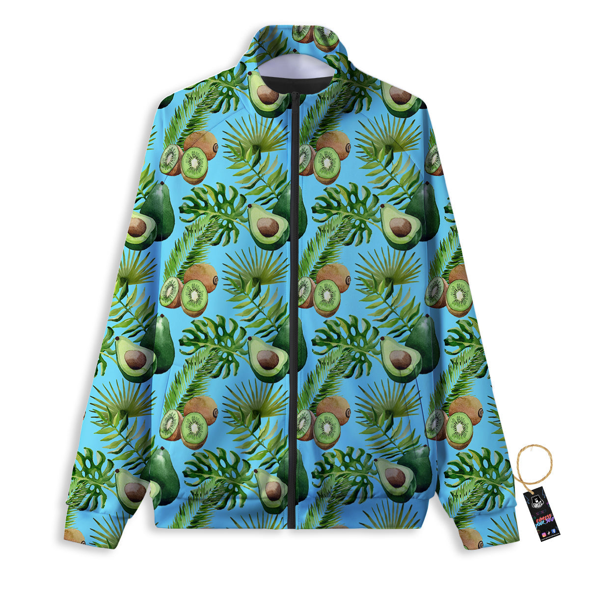 Avocado And Watercolor Kiwi Print Pattern Track Jacket-grizzshop