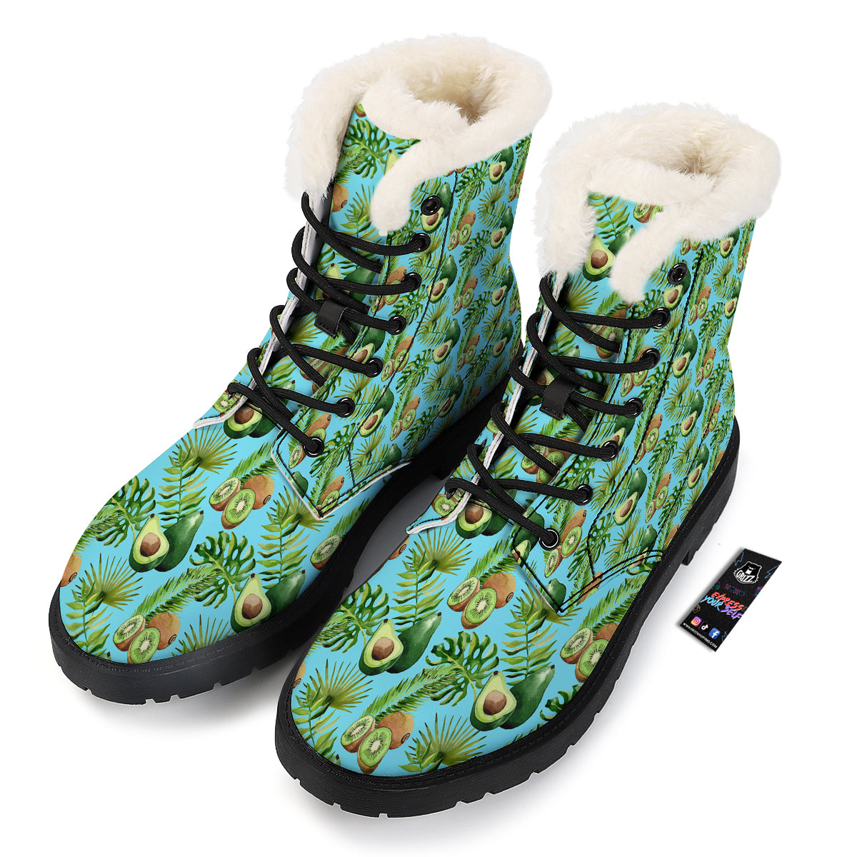 Avocado And Watercolor Kiwi Print Pattern Winter Boots-grizzshop