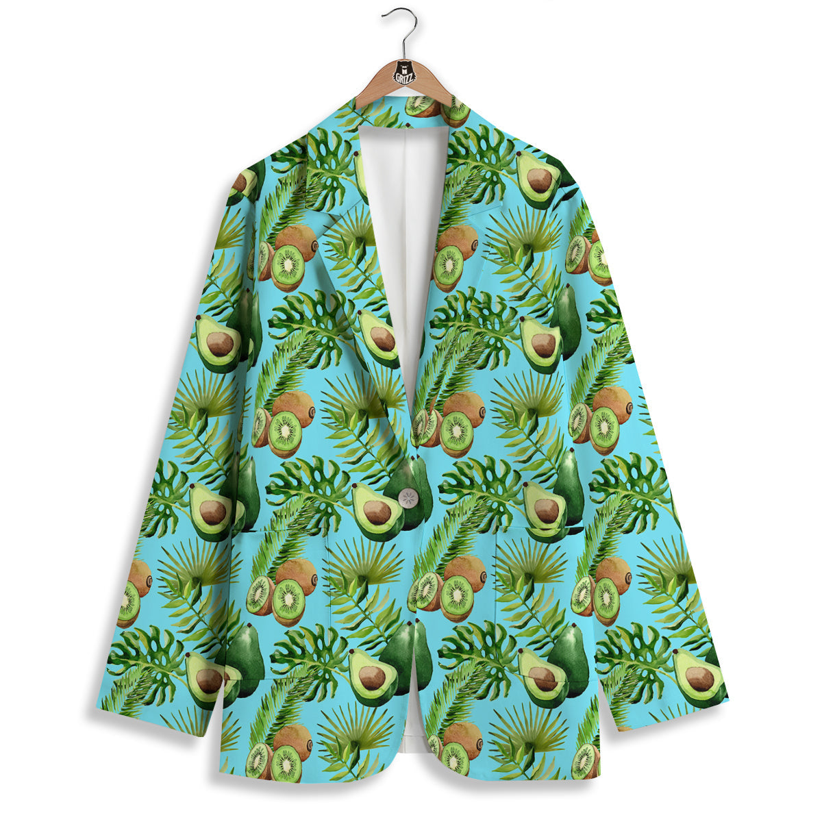 Avocado And Watercolor Kiwi Print Pattern Women's Blazer-grizzshop