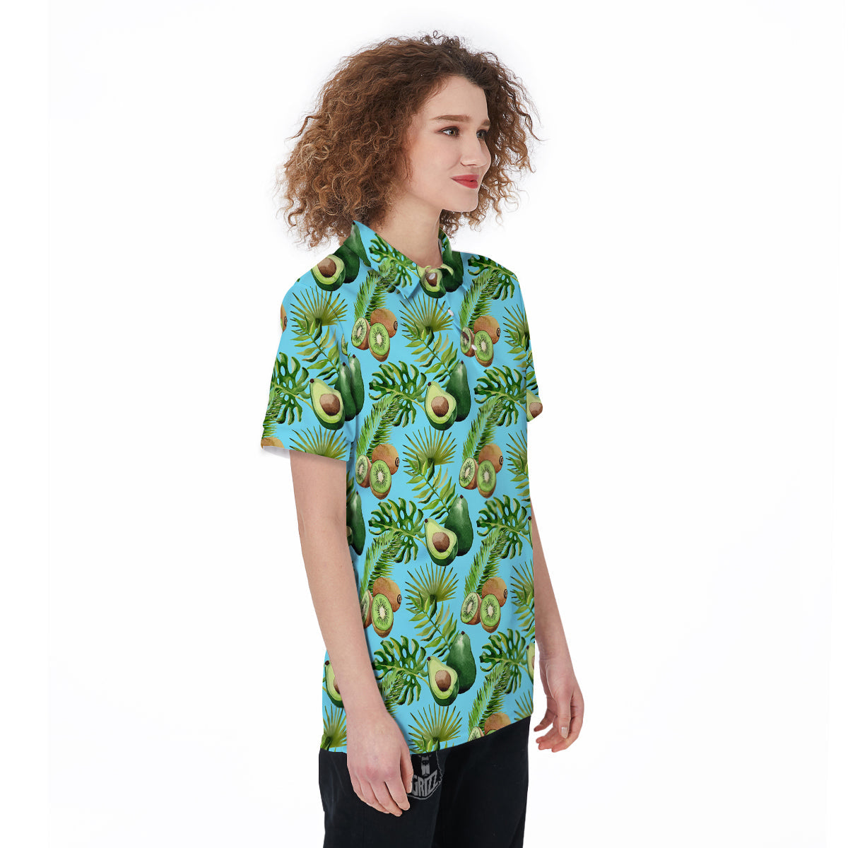 Avocado And Watercolor Kiwi Print Pattern Women's Golf Shirts-grizzshop