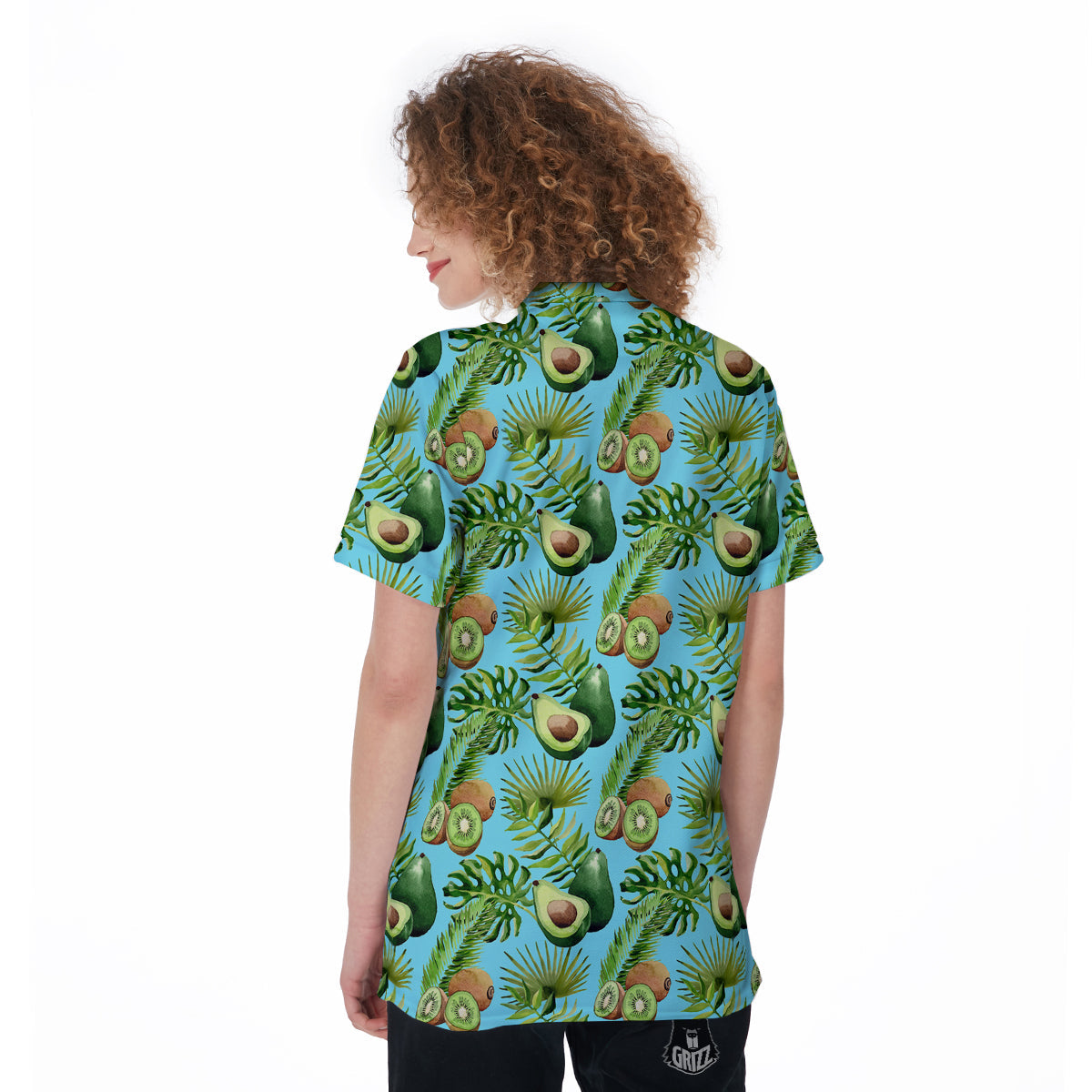 Avocado And Watercolor Kiwi Print Pattern Women's Golf Shirts-grizzshop