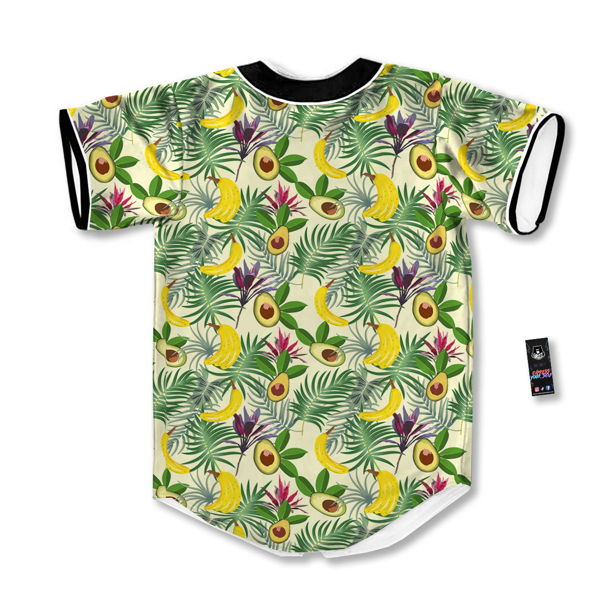 Avocado Banana Leaf Print Pattern Baseball Jersey-grizzshop
