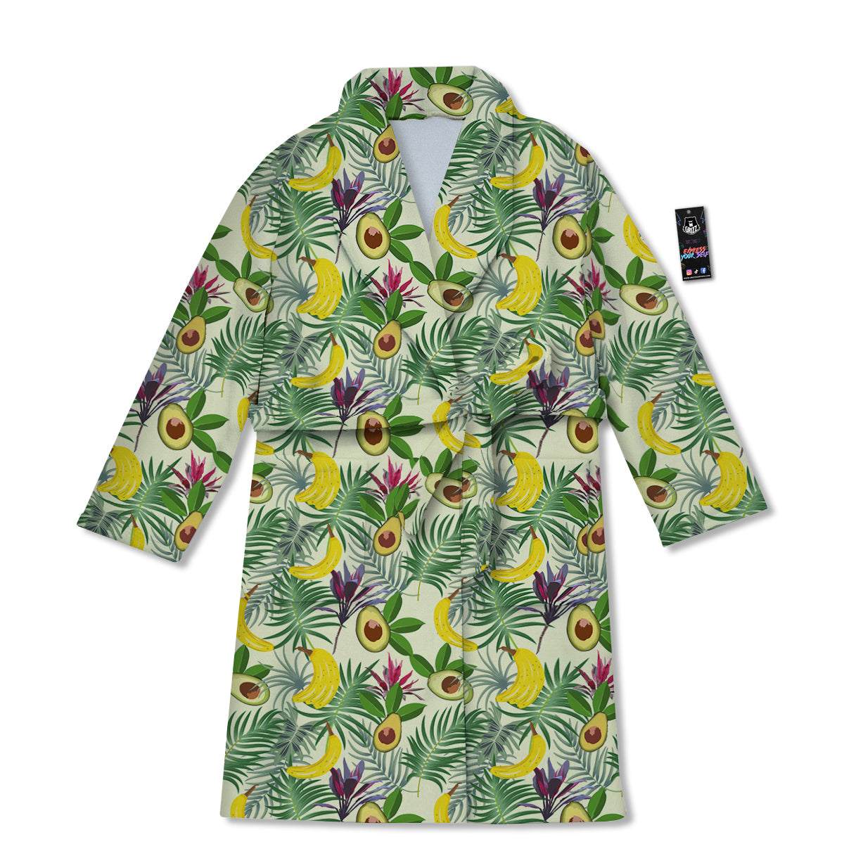 Avocado Banana Leaf Print Pattern Bathrobe-grizzshop