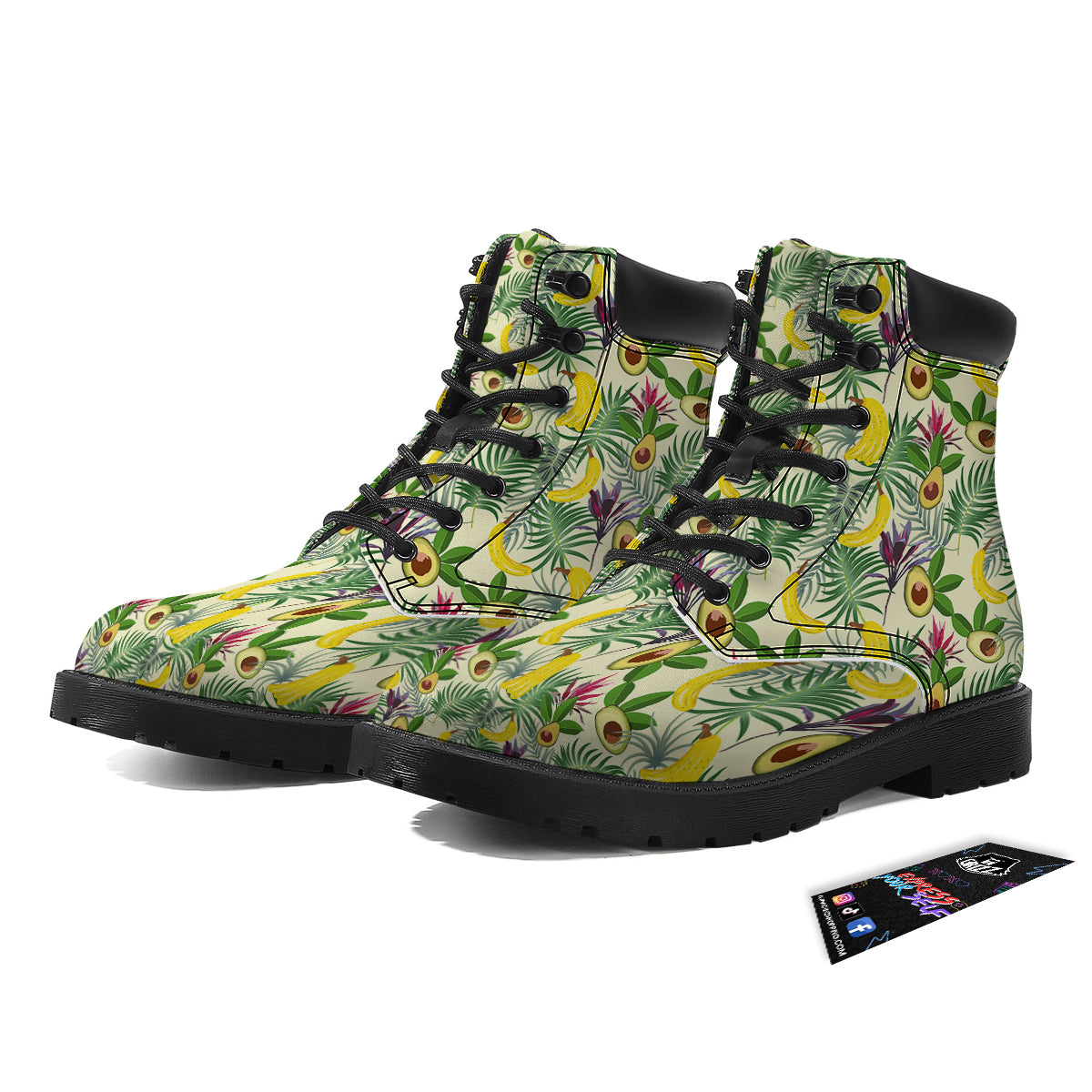 Avocado Banana Leaf Print Pattern Boots-grizzshop