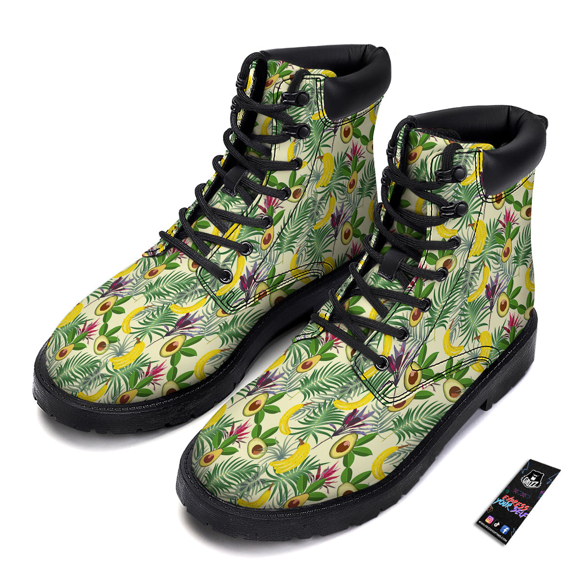 Avocado Banana Leaf Print Pattern Boots-grizzshop