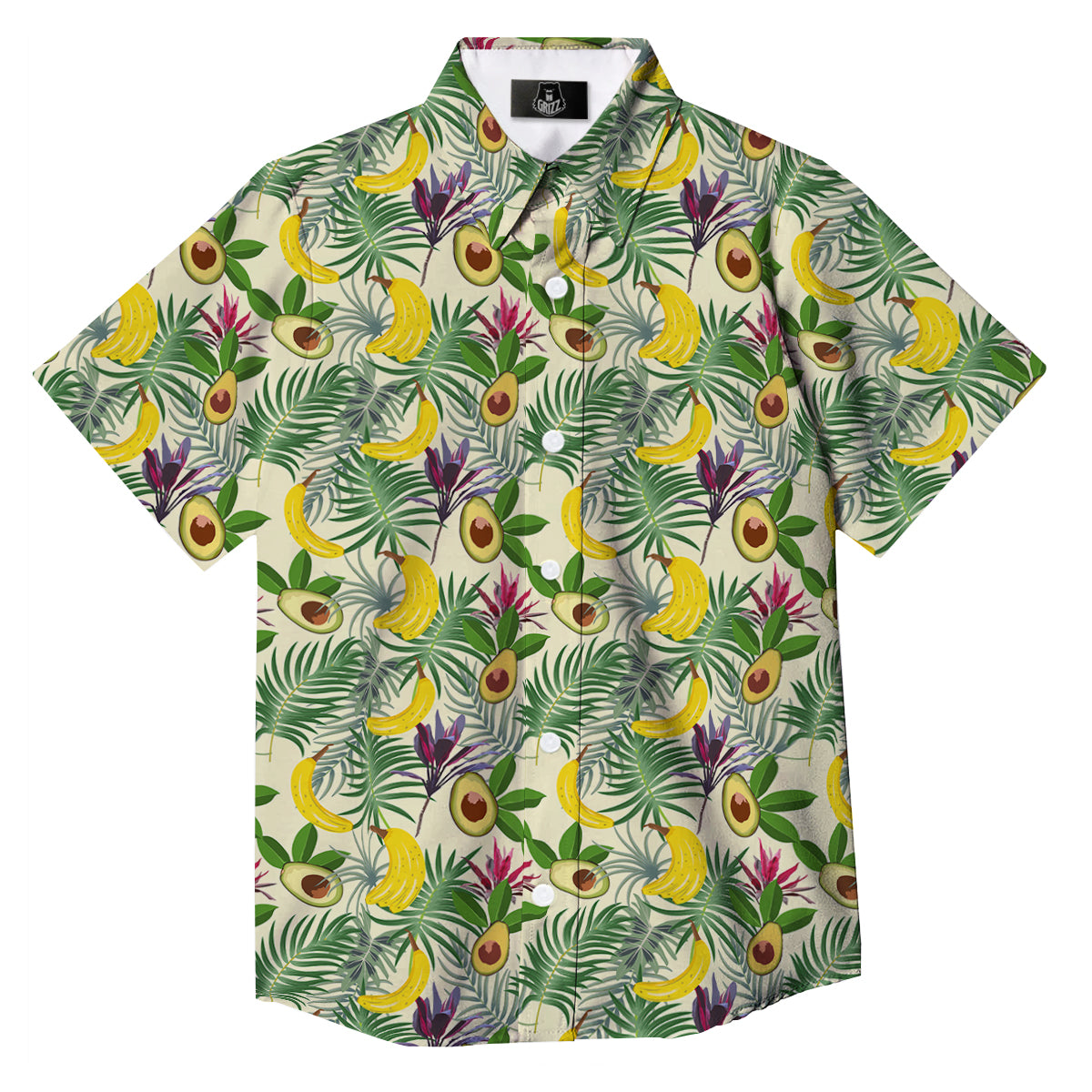 Avocado Banana Leaf Print Pattern Button Up Shirt-grizzshop