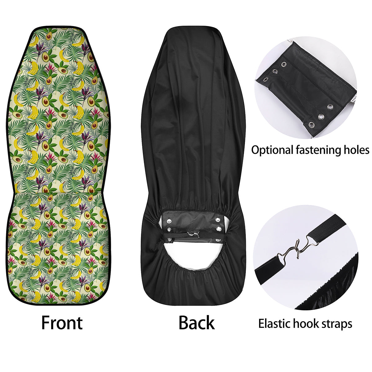 Avocado Banana Leaf Print Pattern Car Seat Covers-grizzshop