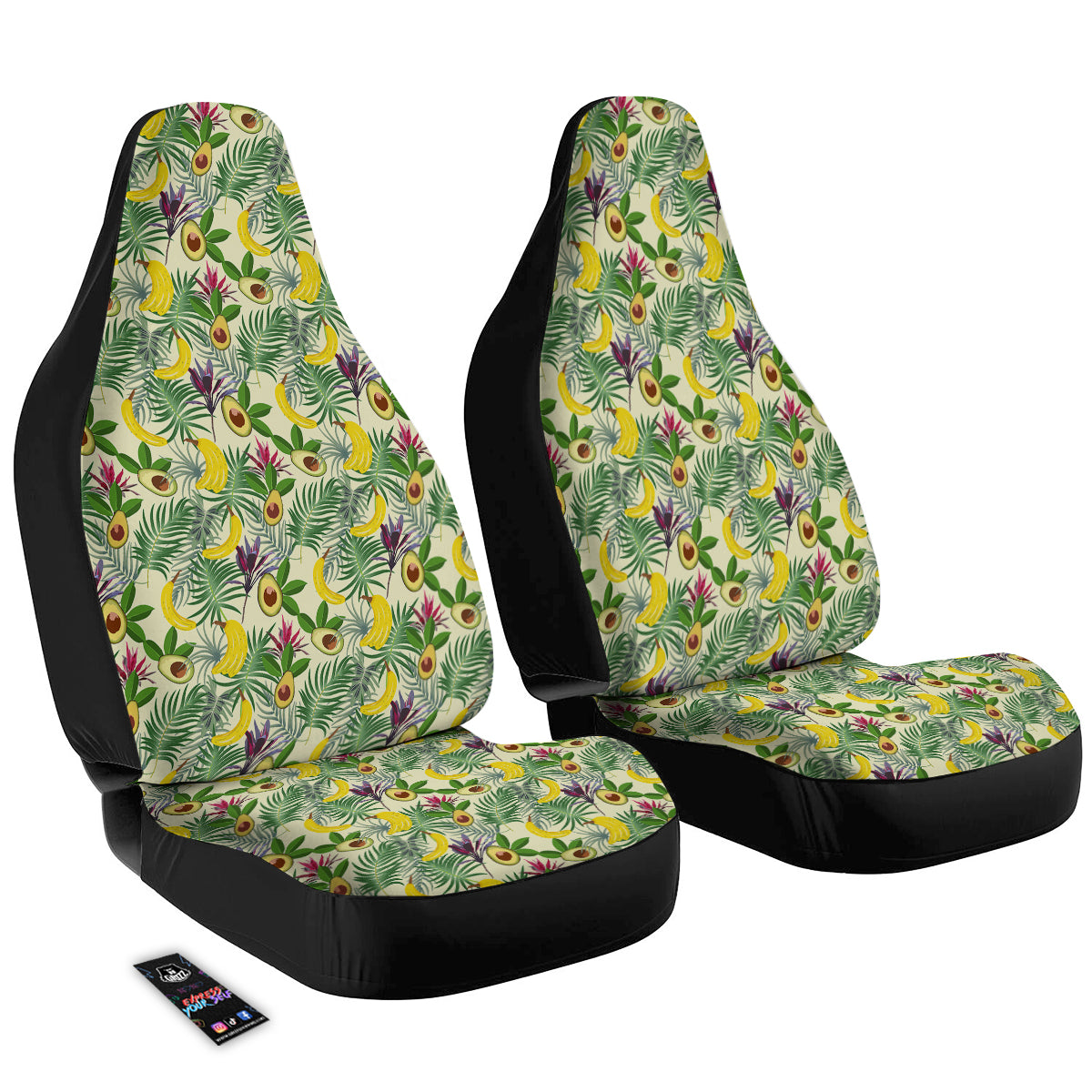 Avocado Banana Leaf Print Pattern Car Seat Covers-grizzshop