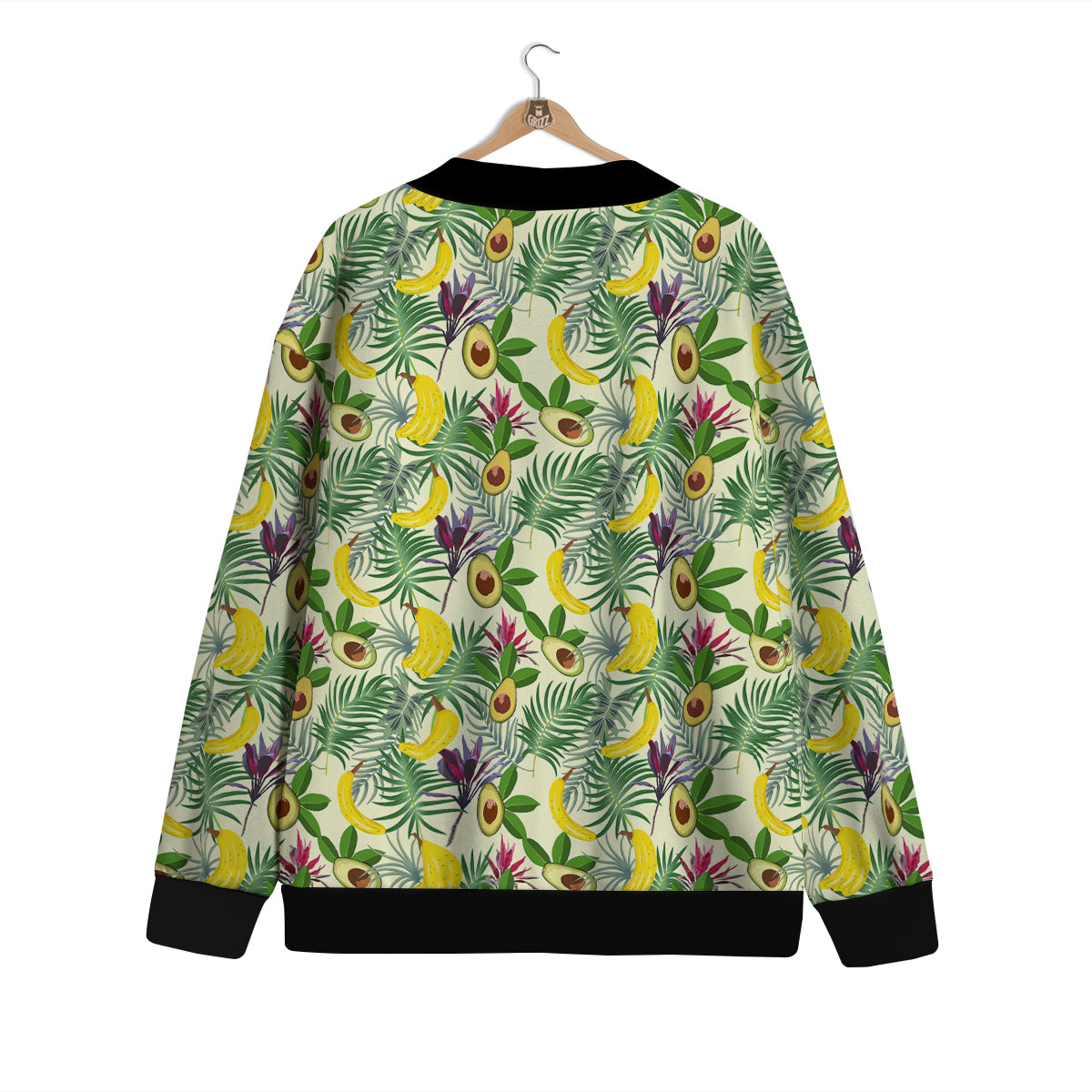 Avocado Banana Leaf Print Pattern Cardigan-grizzshop