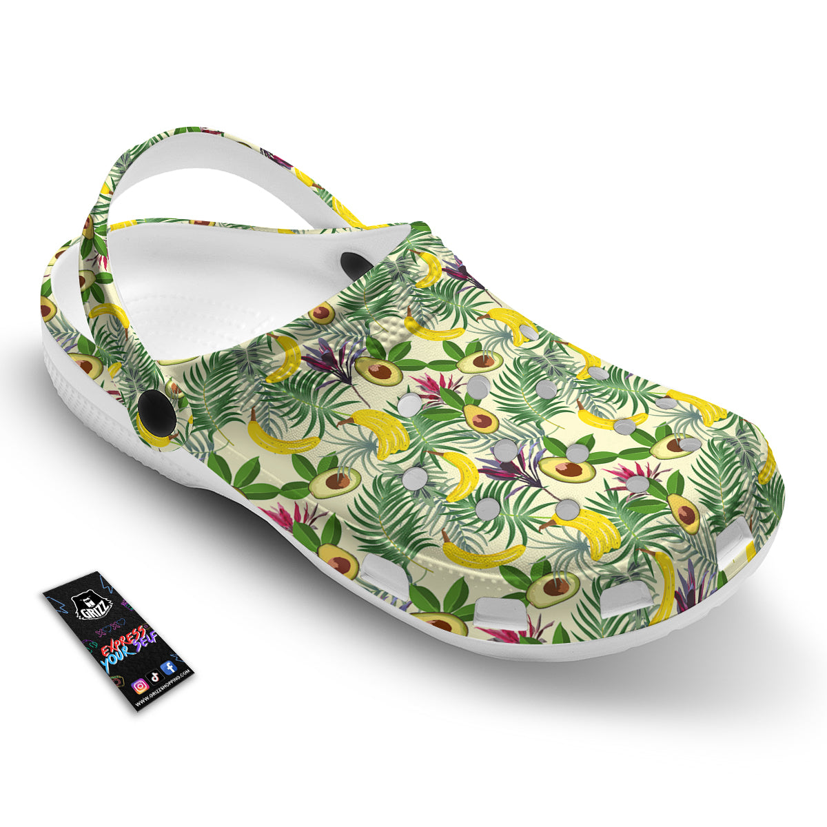 Avocado Banana Leaf Print Pattern Clog-grizzshop