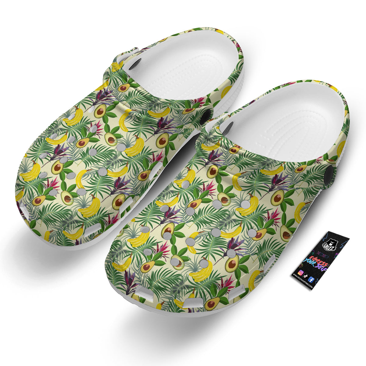 Avocado Banana Leaf Print Pattern Clog-grizzshop