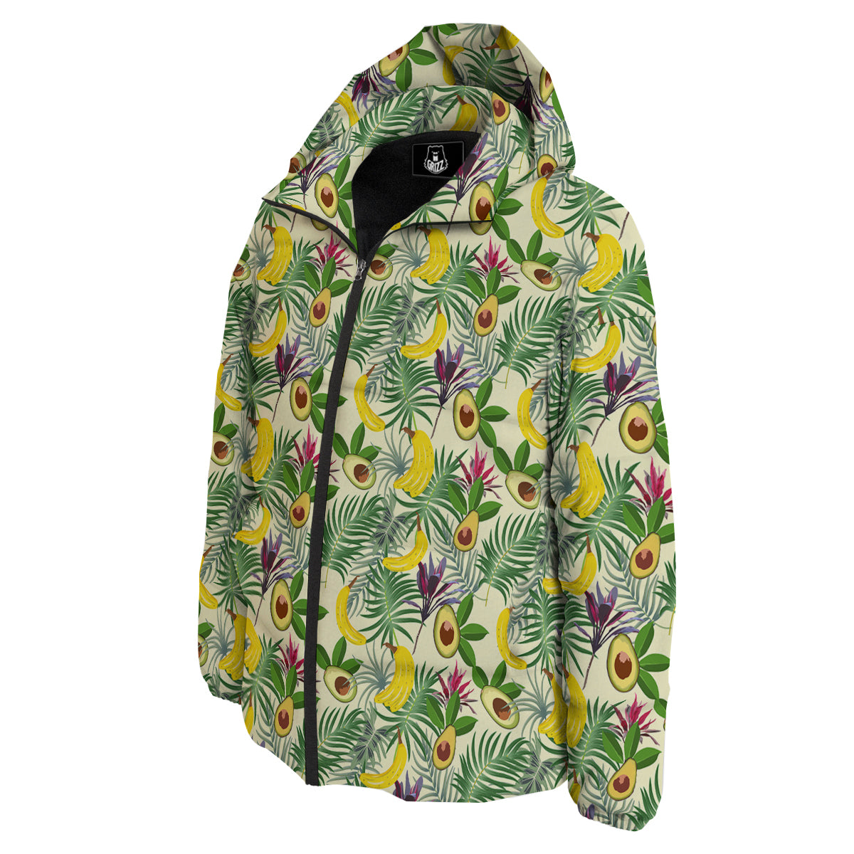 Avocado Banana Leaf Print Pattern Down Jacket-grizzshop