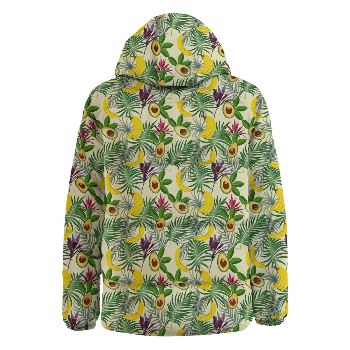 Avocado Banana Leaf Print Pattern Down Jacket-grizzshop