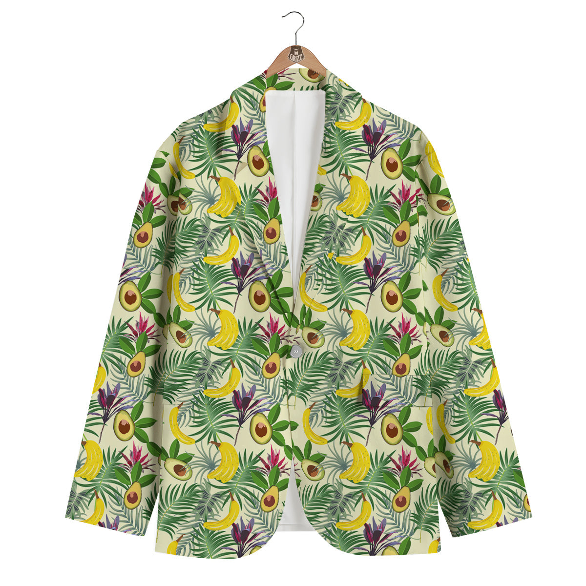 Avocado Banana Leaf Print Pattern Men's Blazer-grizzshop