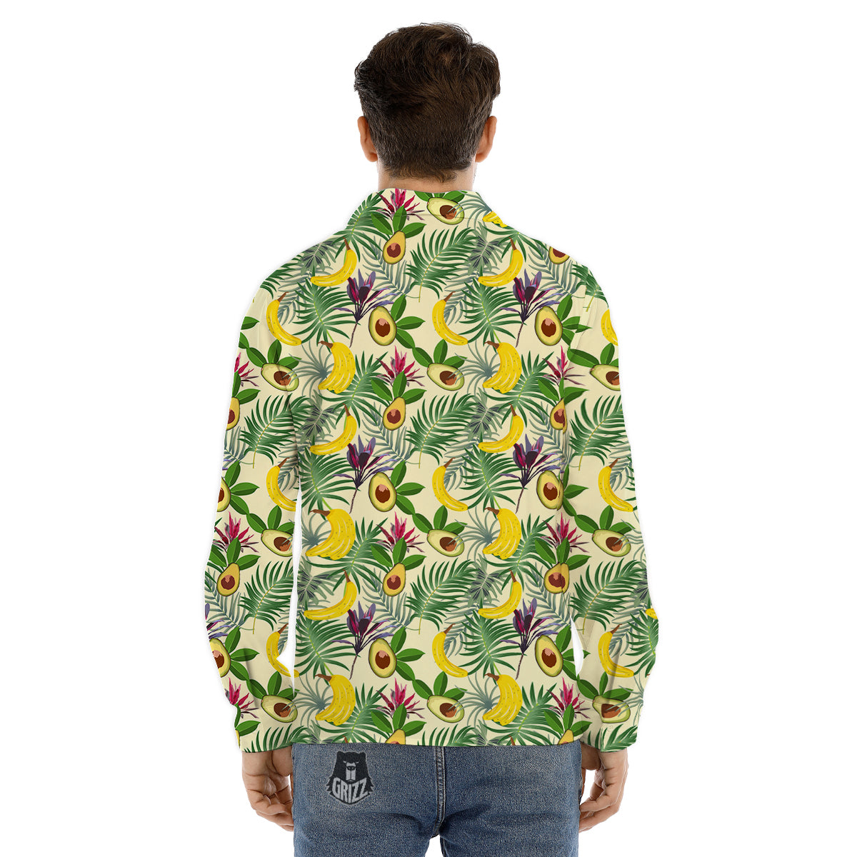 Avocado Banana Leaf Print Pattern Men's Dress Shirts-grizzshop