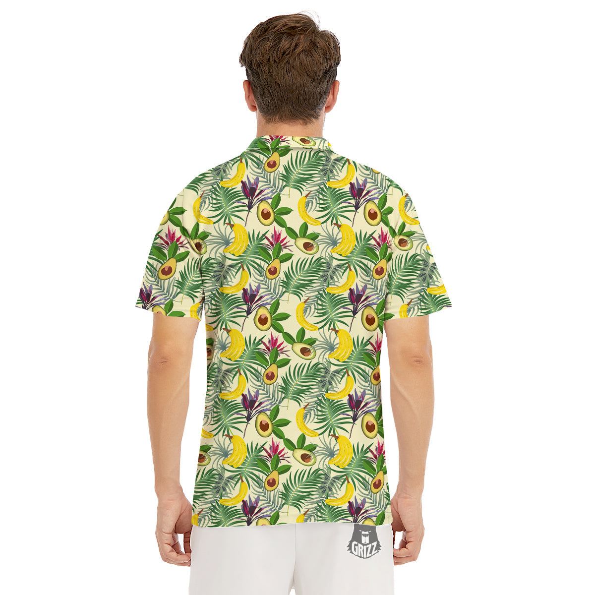 Avocado Banana Leaf Print Pattern Men's Golf Shirts-grizzshop
