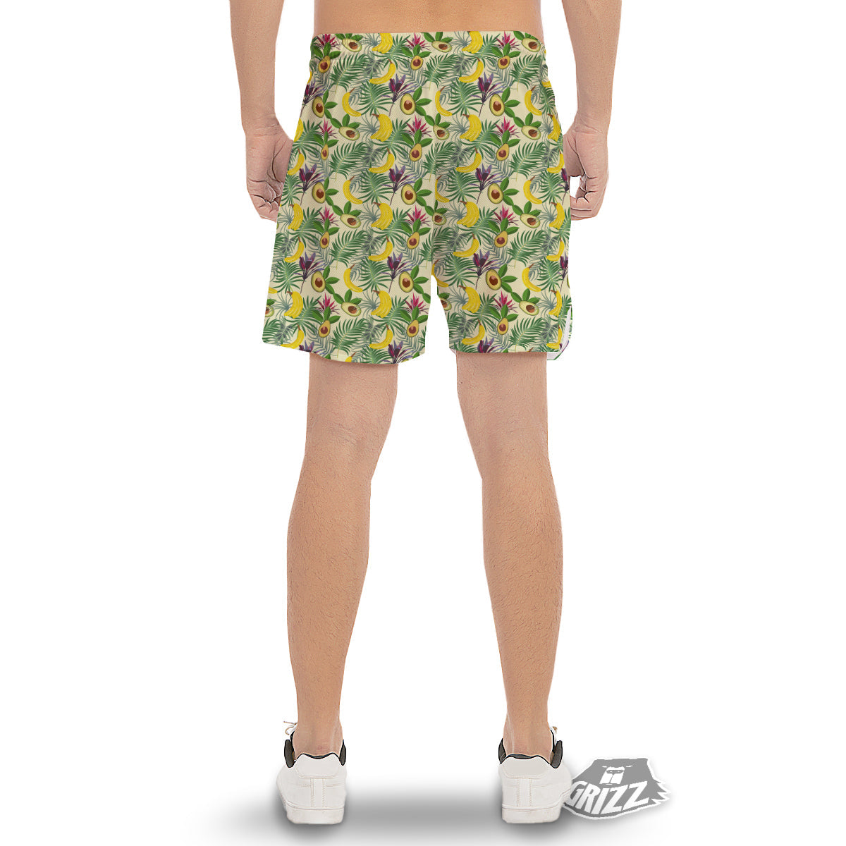 Avocado Banana Leaf Print Pattern Men's Gym Shorts-grizzshop
