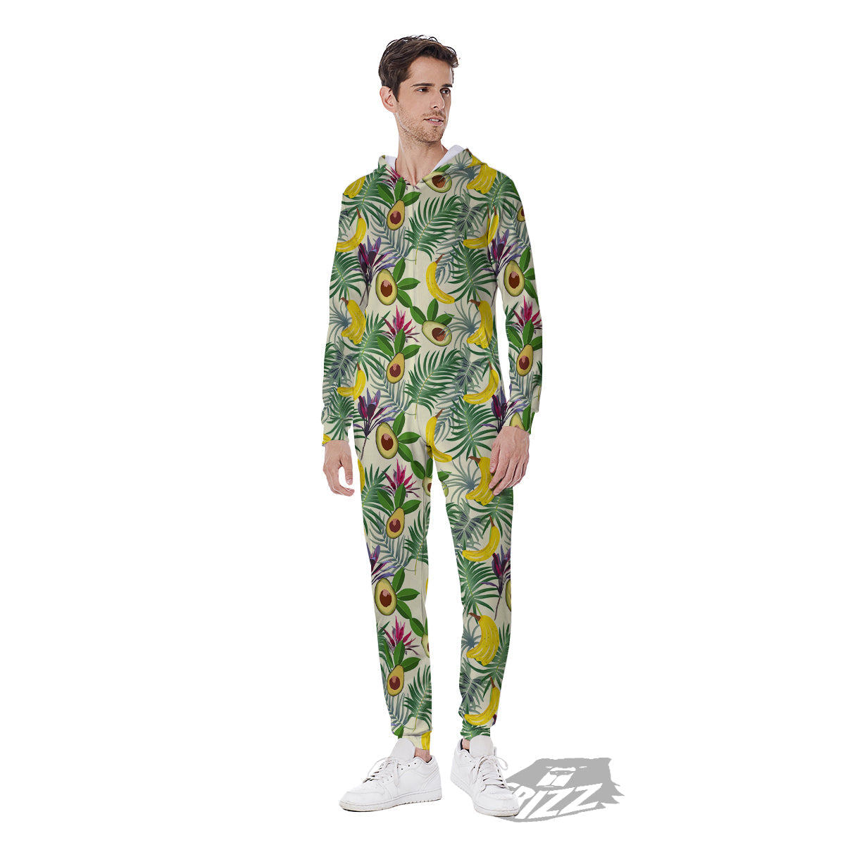 Avocado Banana Leaf Print Pattern Men's Jumpsuit-grizzshop
