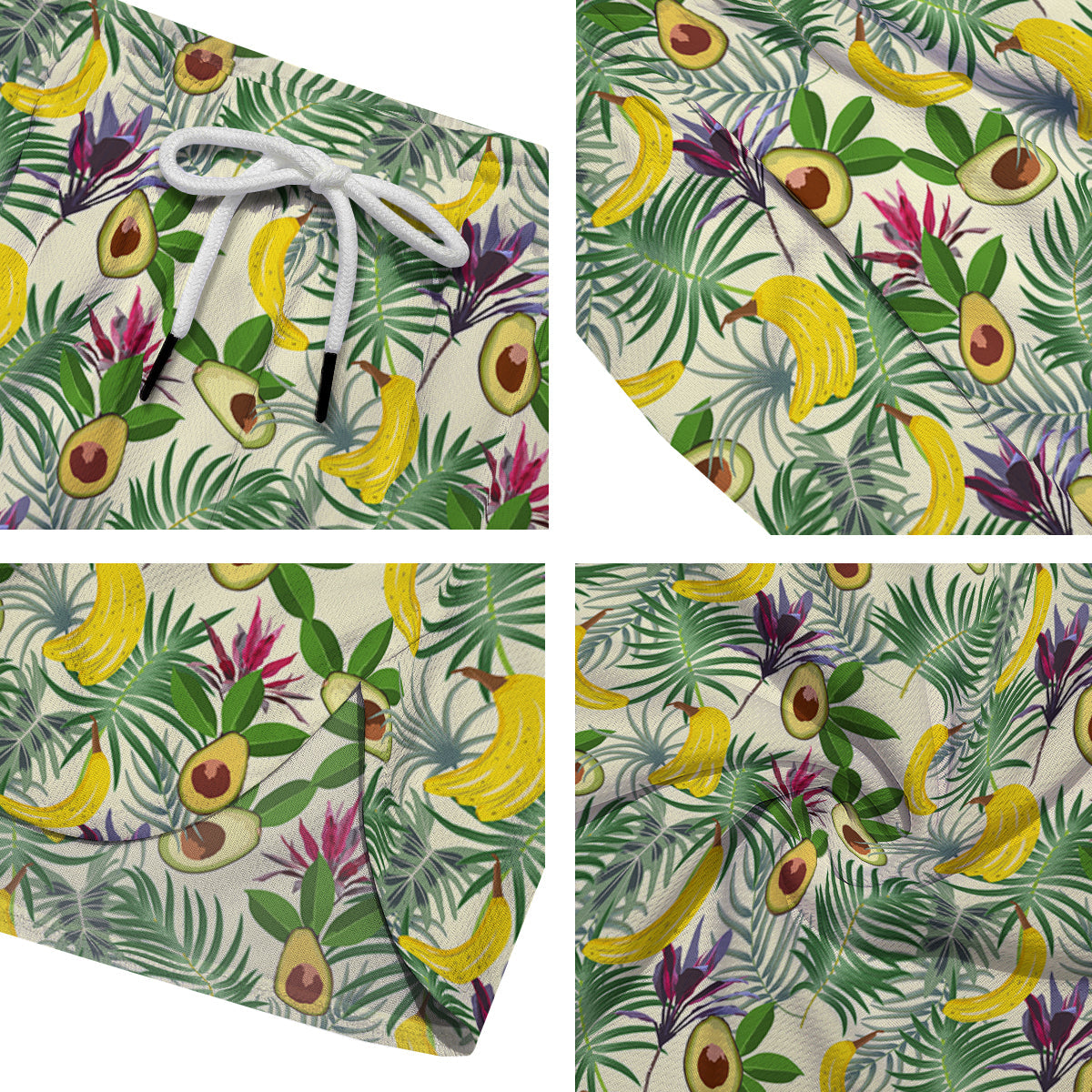 Avocado Banana Leaf Print Pattern Men's Running Shorts-grizzshop
