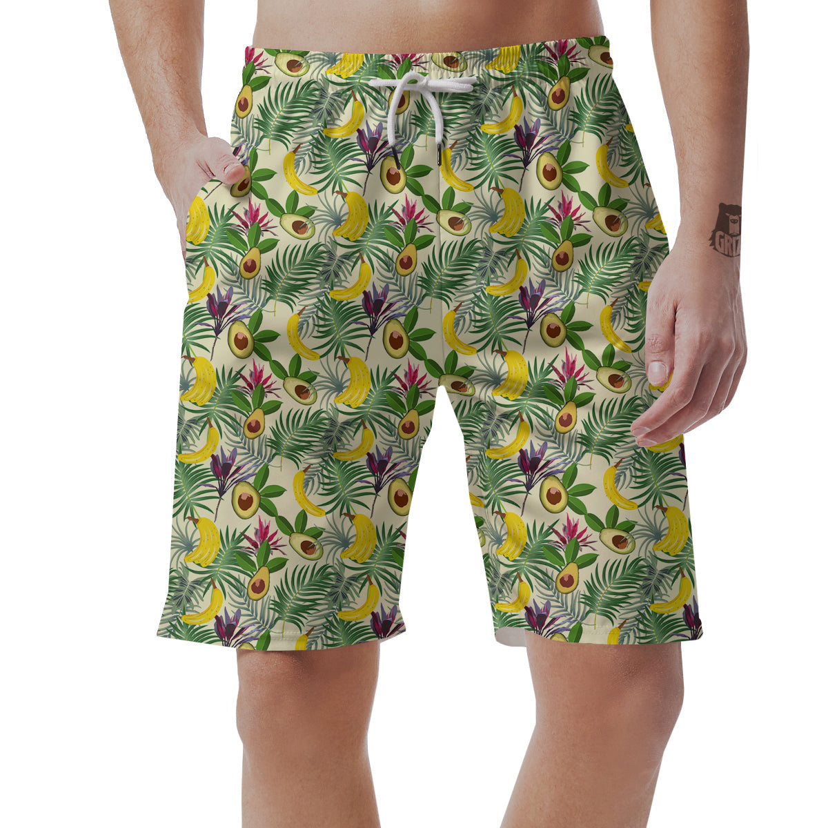 Avocado Banana Leaf Print Pattern Men's Shorts-grizzshop