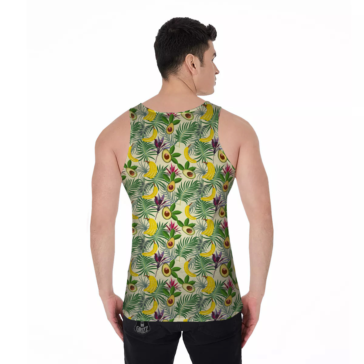 Avocado Banana Leaf Print Pattern Men's Tank Top-grizzshop