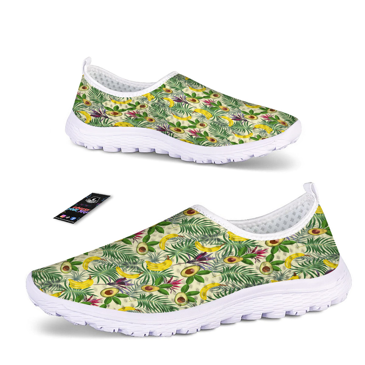 Avocado Banana Leaf Print Pattern Nurse Shoes-grizzshop