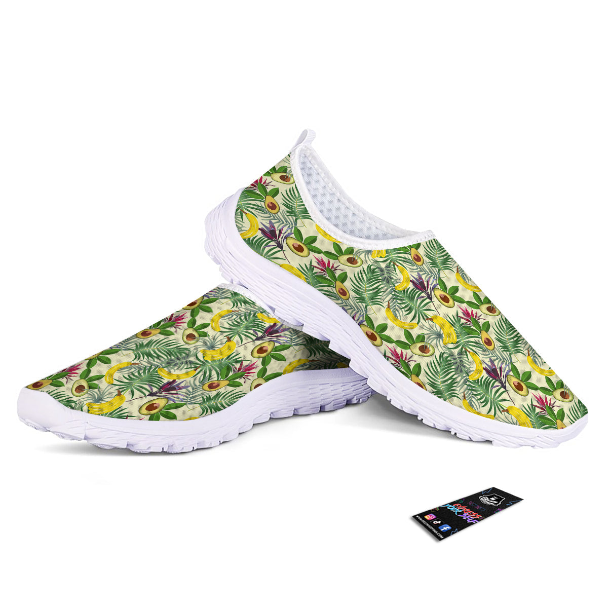 Avocado Banana Leaf Print Pattern Nurse Shoes-grizzshop