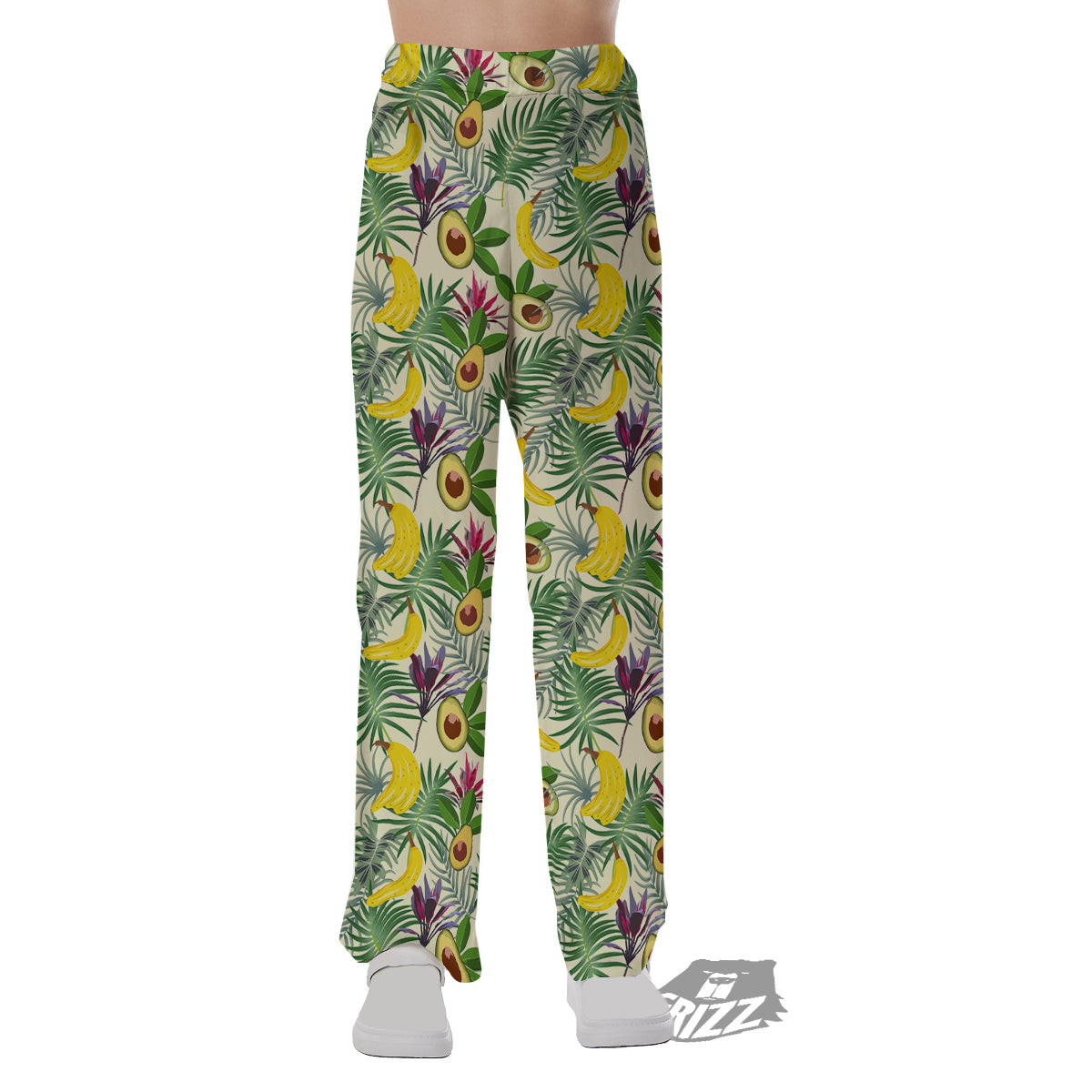 Avocado Banana Leaf Print Pattern Pajama Pants-grizzshop