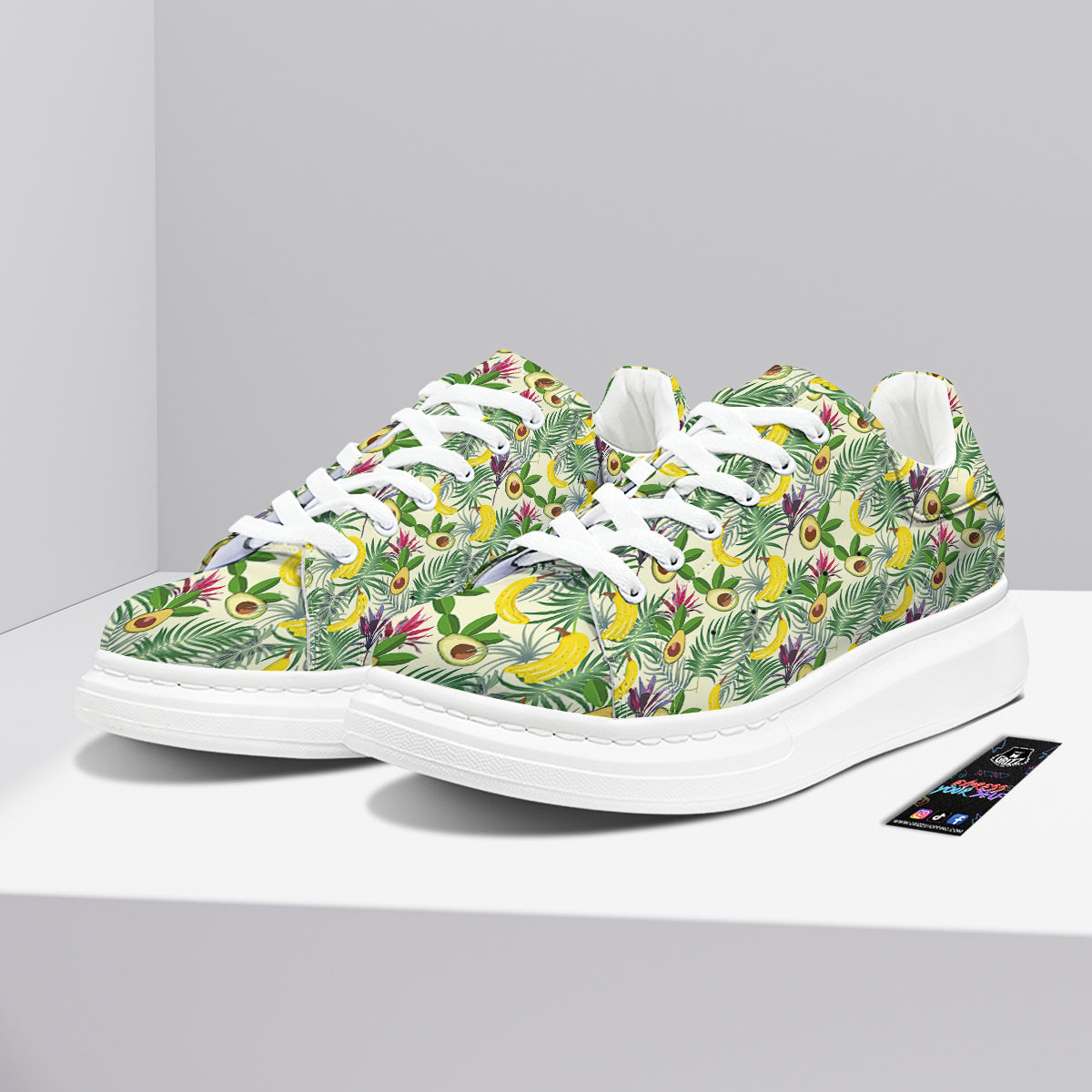 Avocado Banana Leaf Print Pattern Platform Shoes-grizzshop