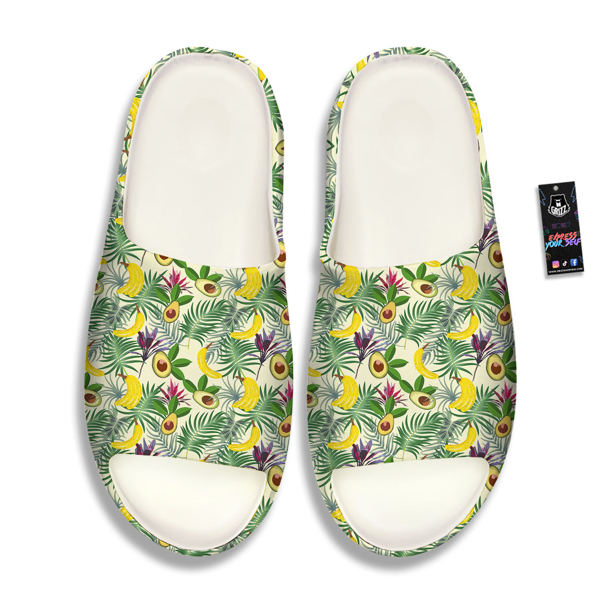 Avocado Banana Leaf Print Pattern Sandals-grizzshop