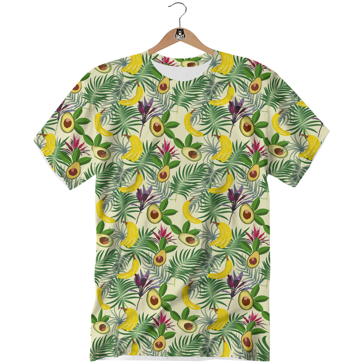 Avocado Banana Leaf Print Pattern T-Shirt-grizzshop