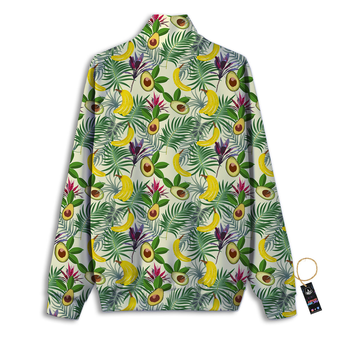 Avocado Banana Leaf Print Pattern Track Jacket-grizzshop