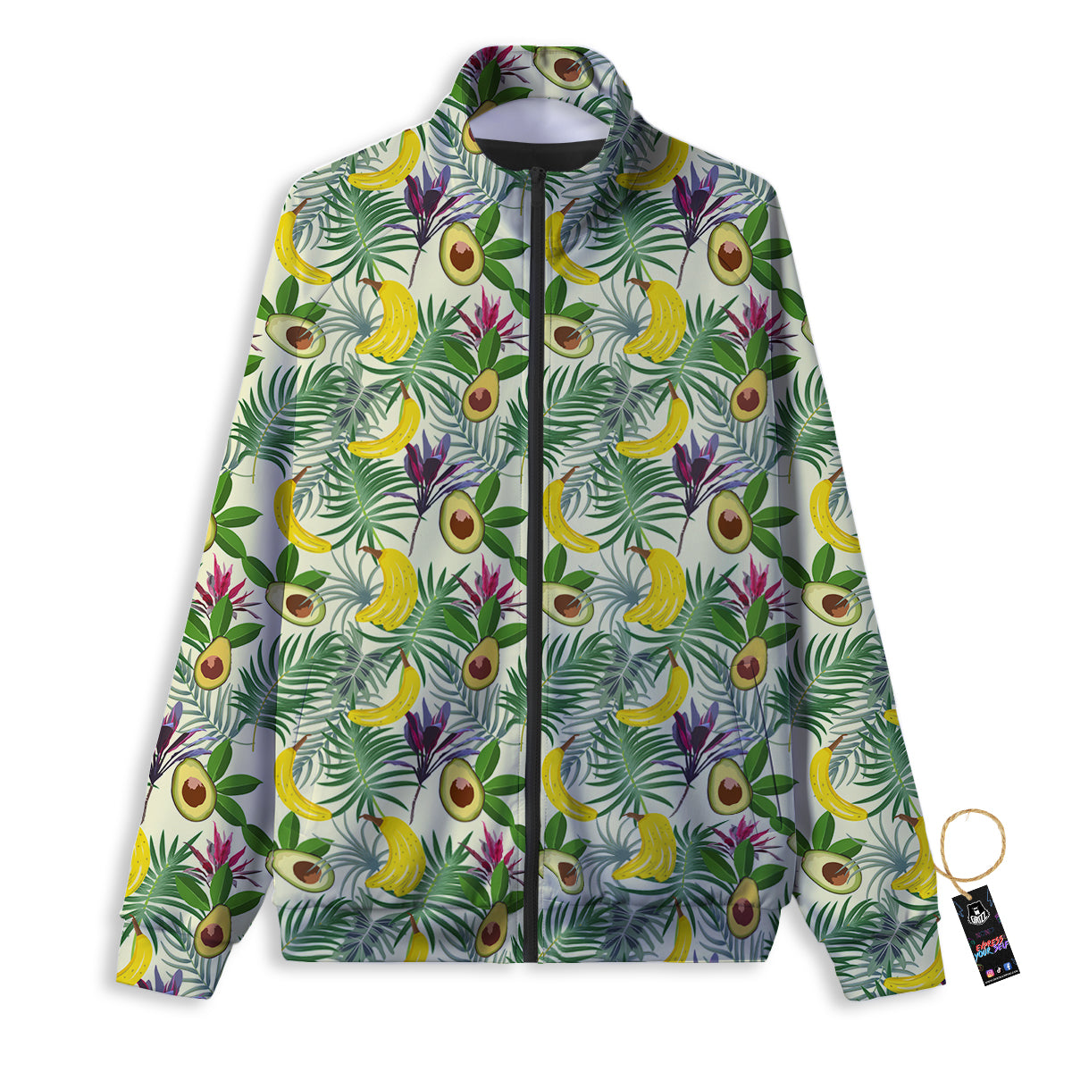 Avocado Banana Leaf Print Pattern Track Jacket-grizzshop