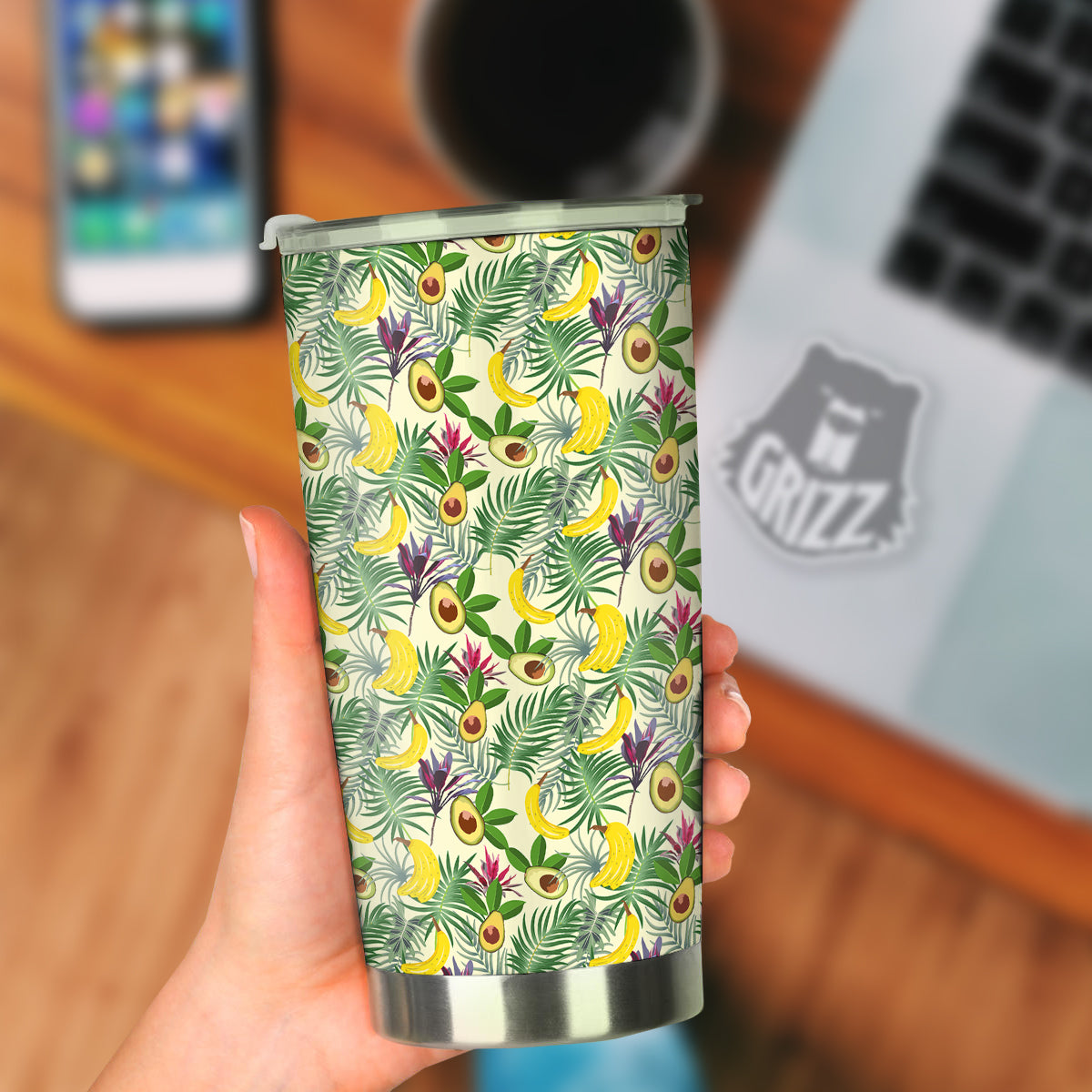 Avocado Banana Leaf Print Pattern Tumbler-grizzshop