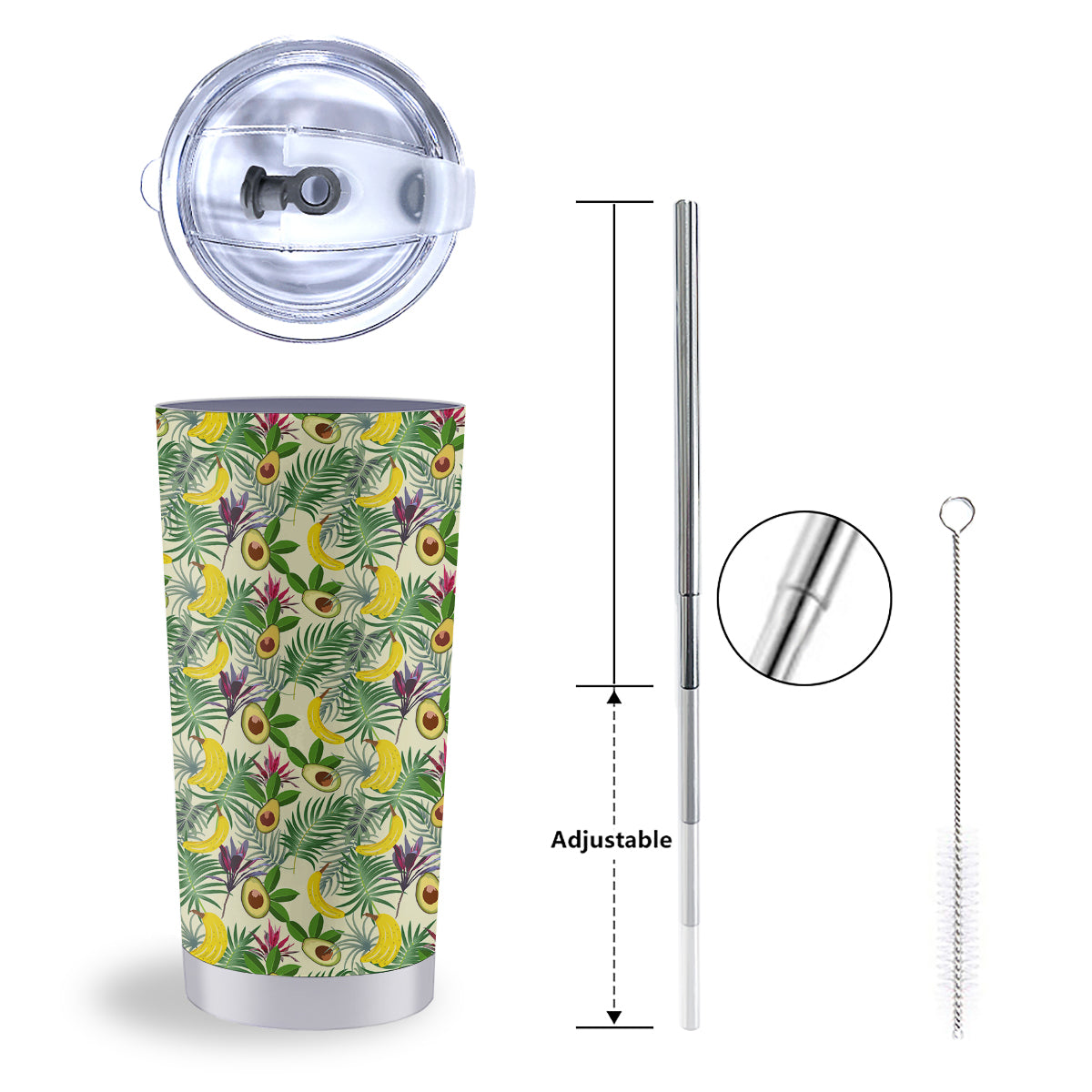 Avocado Banana Leaf Print Pattern Tumbler-grizzshop