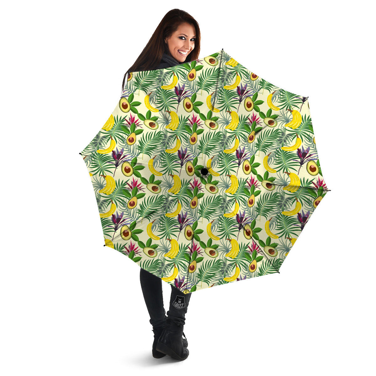 Avocado Banana Leaf Print Pattern Umbrella-grizzshop
