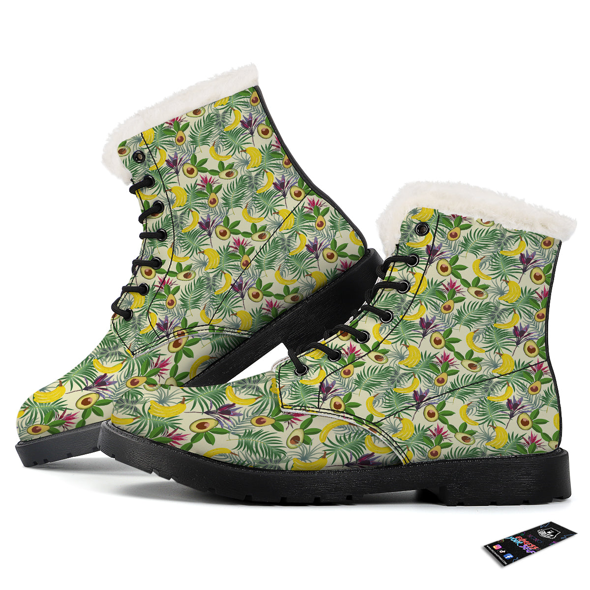 Avocado Banana Leaf Print Pattern Winter Boots-grizzshop