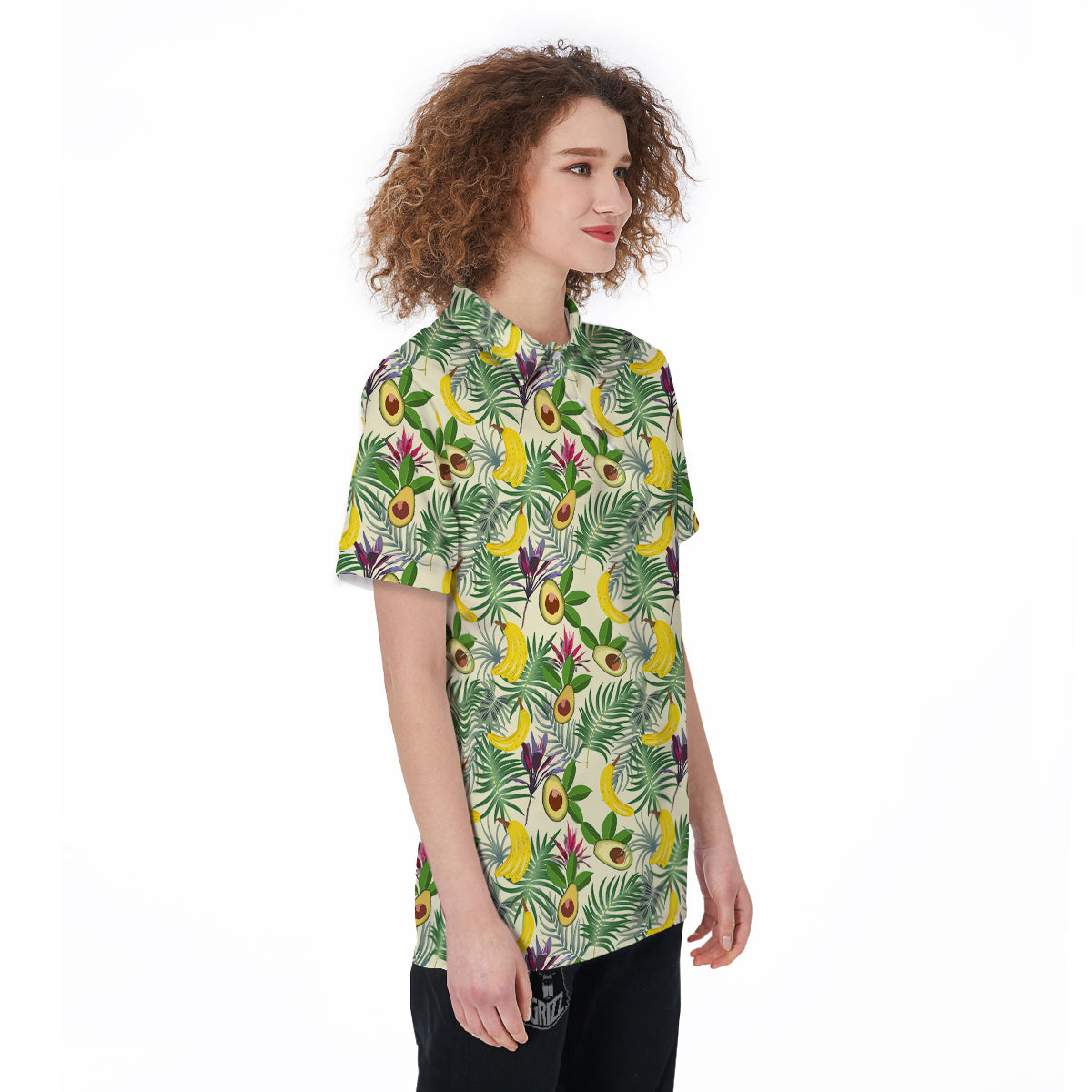 Avocado Banana Leaf Print Pattern Women's Golf Shirts-grizzshop