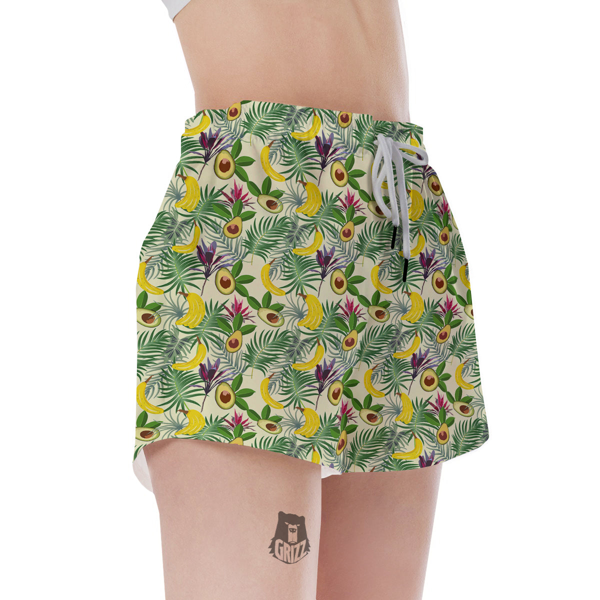 Avocado Banana Leaf Print Pattern Women's Shorts-grizzshop