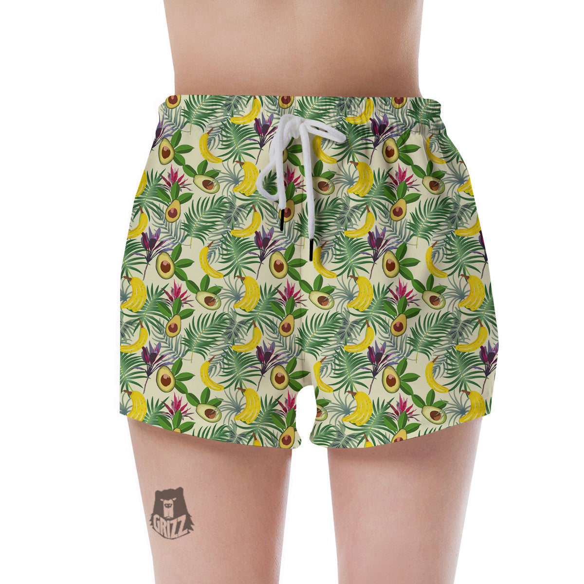 Avocado Banana Leaf Print Pattern Women's Shorts-grizzshop