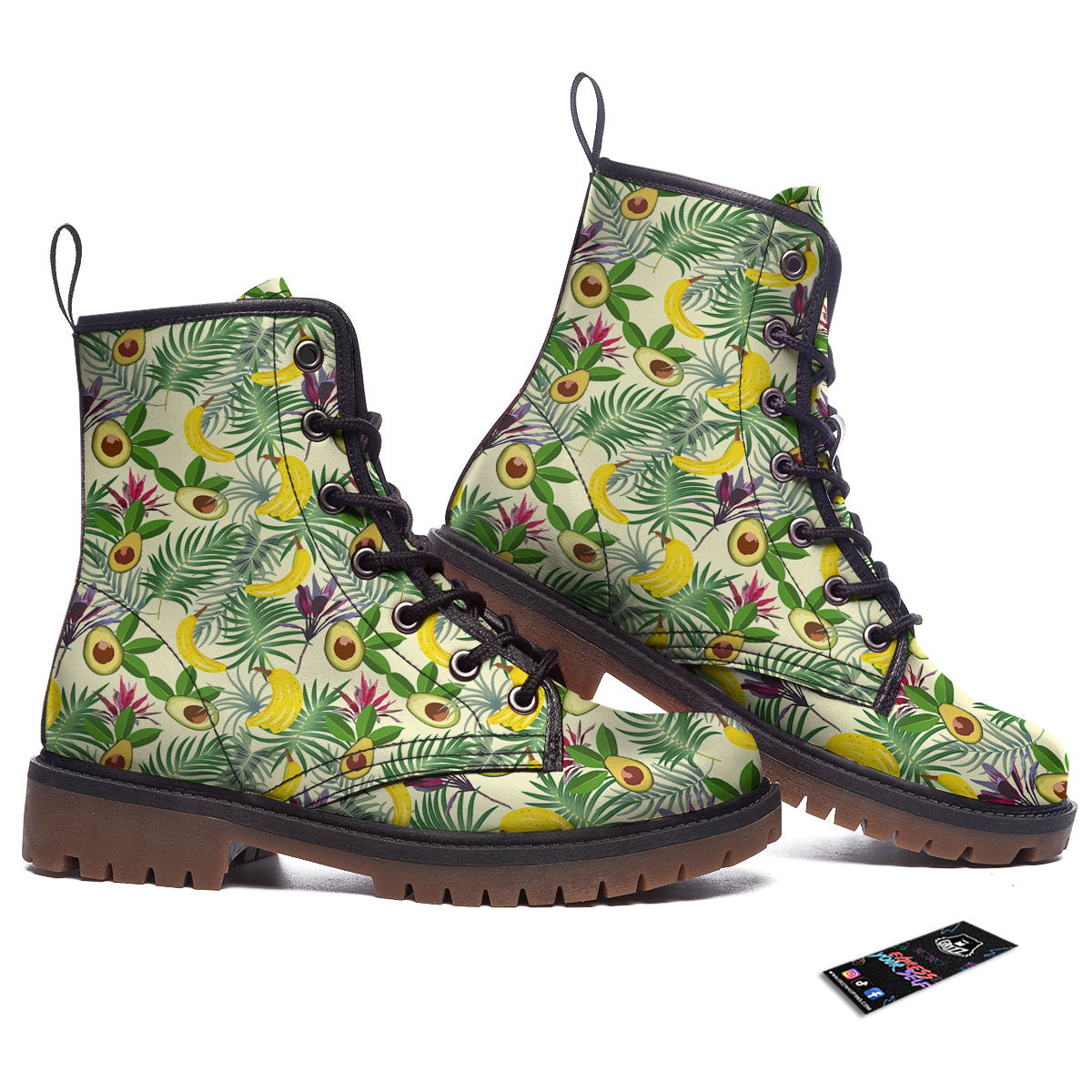 Avocado Banana Leaf Print Pattern Work Boots-grizzshop
