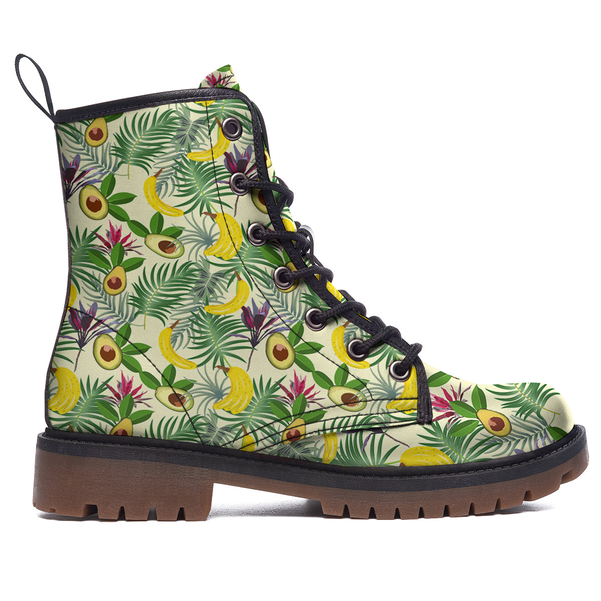 Avocado Banana Leaf Print Pattern Work Boots-grizzshop