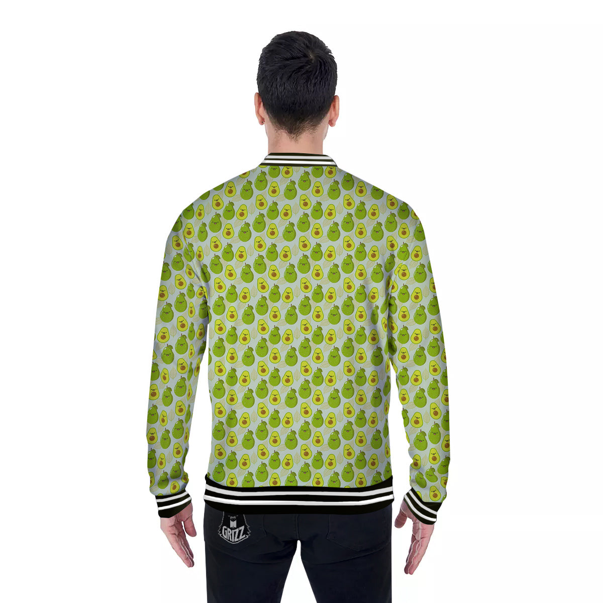 Avocado Cartoon Print Pattern Baseball Jacket-grizzshop