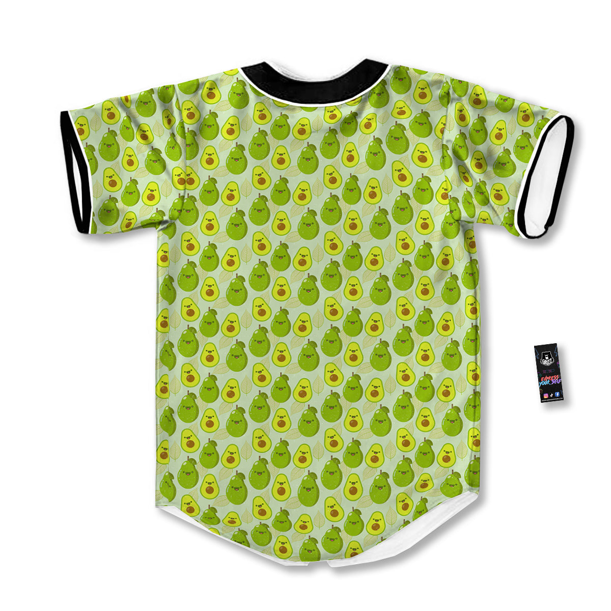 Avocado Cartoon Print Pattern Baseball Jersey-grizzshop