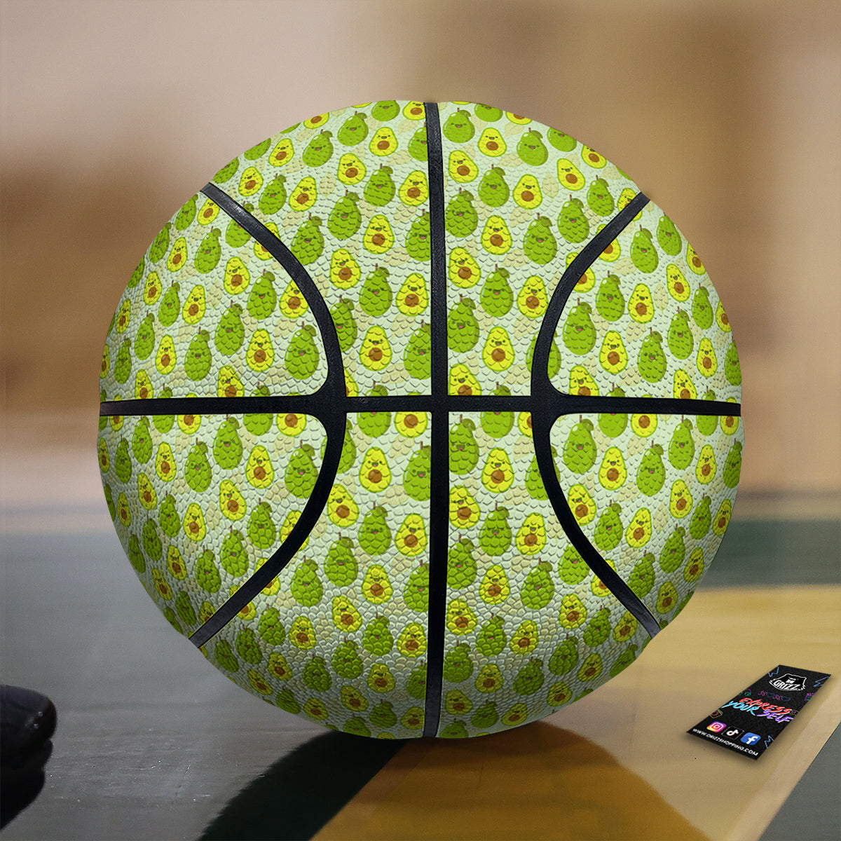 Avocado Cartoon Print Pattern Basketball-grizzshop