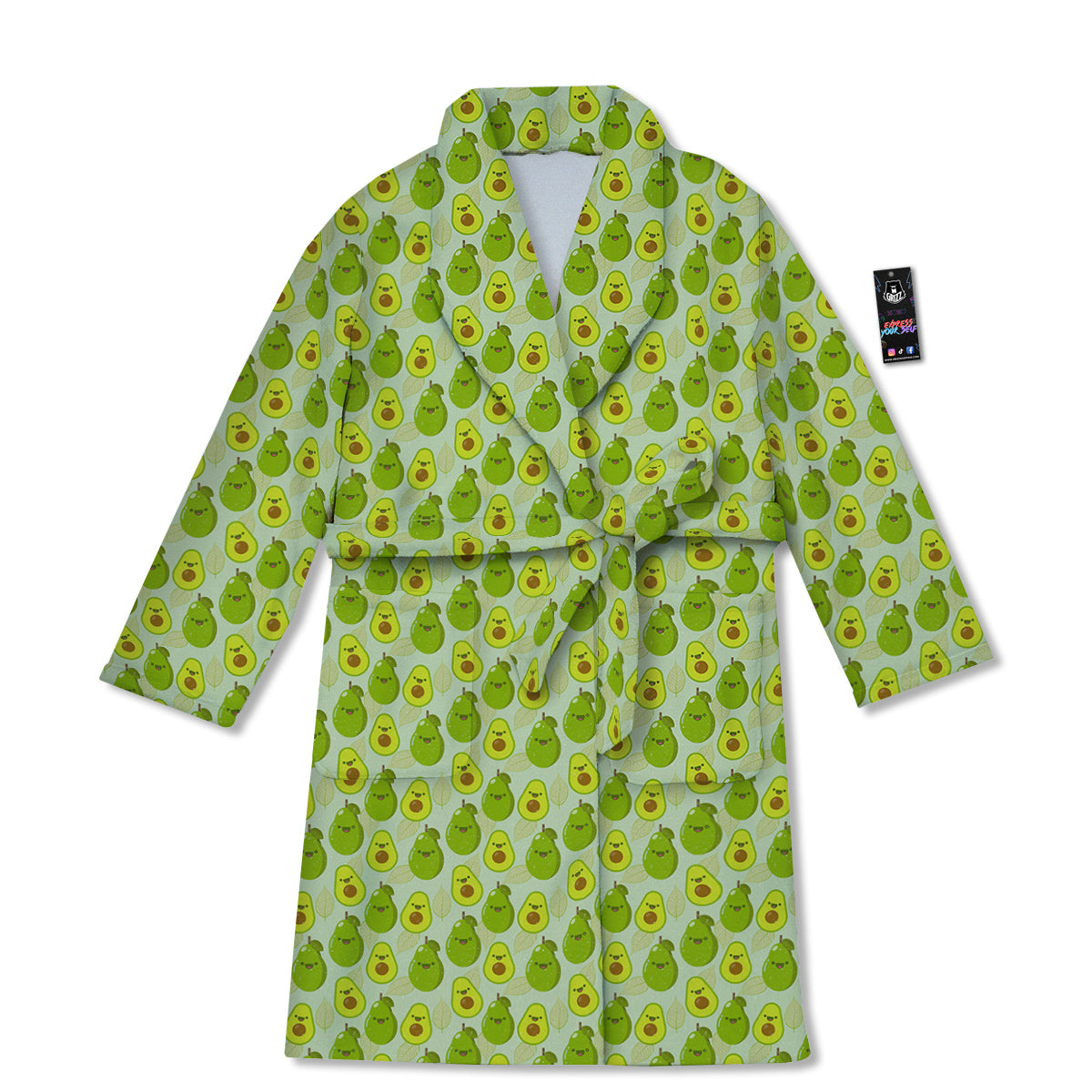 Avocado Cartoon Print Pattern Bathrobe-grizzshop
